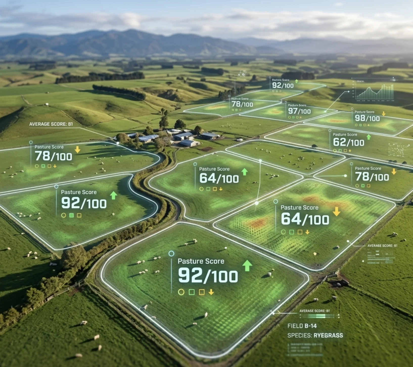 Pasture intelligence mapped across a working farm
